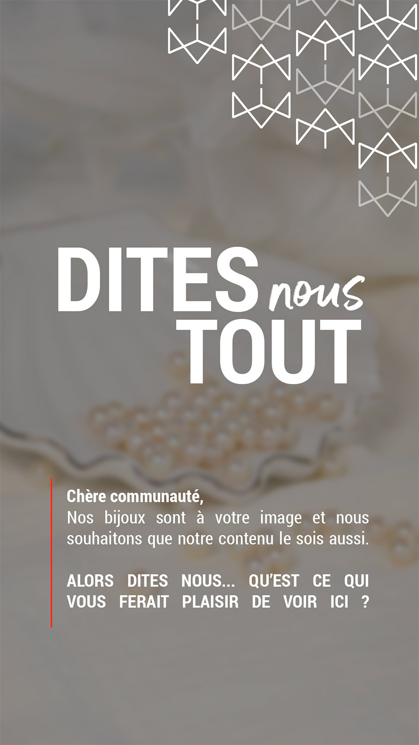 Ce format story est un concept que j'ai imaginé afin d'engager davantage la communauté, produire du contenu à leur image. Régulièrement ce visuel est publié en story avec plusieurs sondages pour préparer au mieux les prochains posts, à l'image de la communauté.